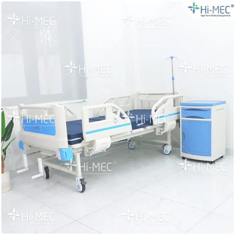 Giường bệnh nhân chỉnh cơ 2 tay quay Hi-MEC DL-SY-01 full nhựa, nệm da