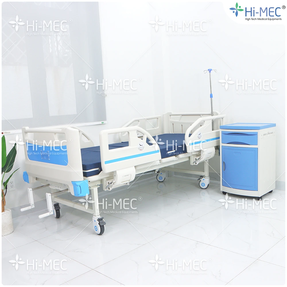 Giường bệnh nhân chỉnh cơ 2 tay quay Hi-MEC DL-SY-01 full nhựa, nệm da