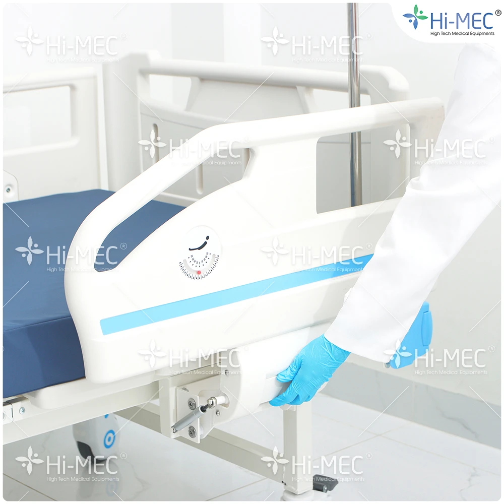 Giường bệnh nhân chỉnh cơ 2 tay quay Hi-MEC DL-SY-01 full nhựa, nệm da
