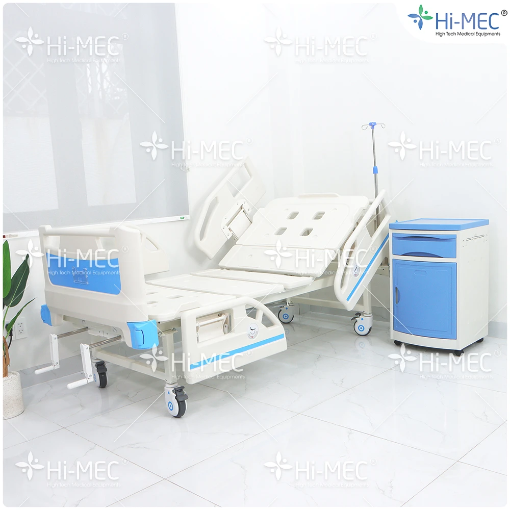 Giường bệnh nhân chỉnh cơ 2 tay quay Hi-MEC DL-SY-01 full nhựa, nệm da